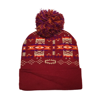 Patterned Tuques w/ Pom Poms
