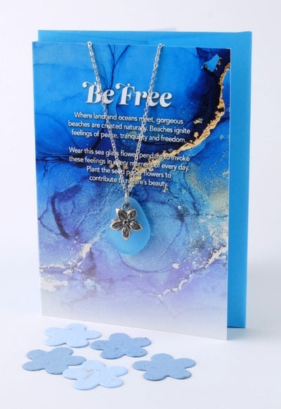Greeting Cards with Sea Glass Necklace